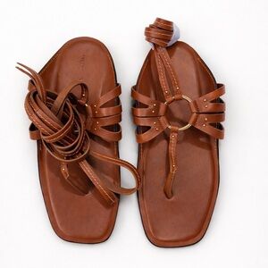 Free People Tan Leather Sandals